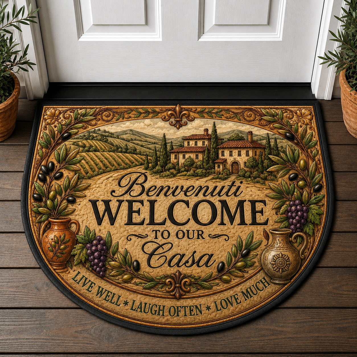 Welcome To Our Happy Place Doormat - Coastal Beach Surf Camper Welcome Mat - 5to9vibe