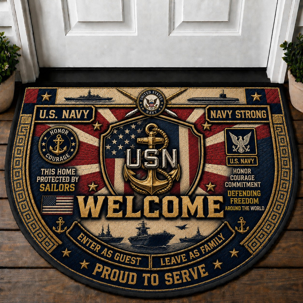 American Eagle Welcome Mat – "God Bless America" Patriotic Outdoor Doormat - 5to9vibe