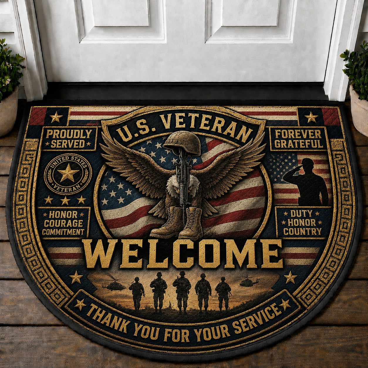 Police Welcome Mat – "Thin Blue Line" Law Enforcement Patriotic Outdoor Doormat - 5to9vibe