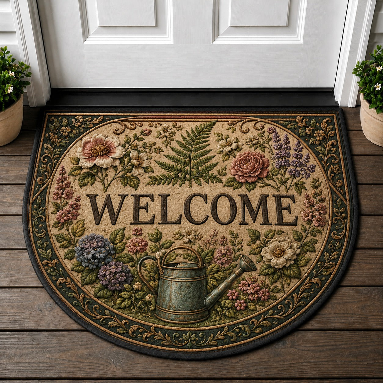 Welcome To Our Home Doormat - English Cottage Floral Bicycle Garden Welcome Mat - 5to9vibe