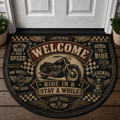 Ride or Die Welcome Mat - Biker Skull Motorcycle Outdoor Doormat - 5to9vibe