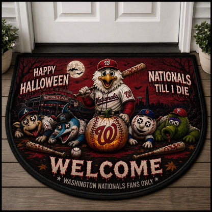 Baseball Halloween All Teams Custom Quilted Print Premium Welcome Mat – Personalized Baseball Doormat