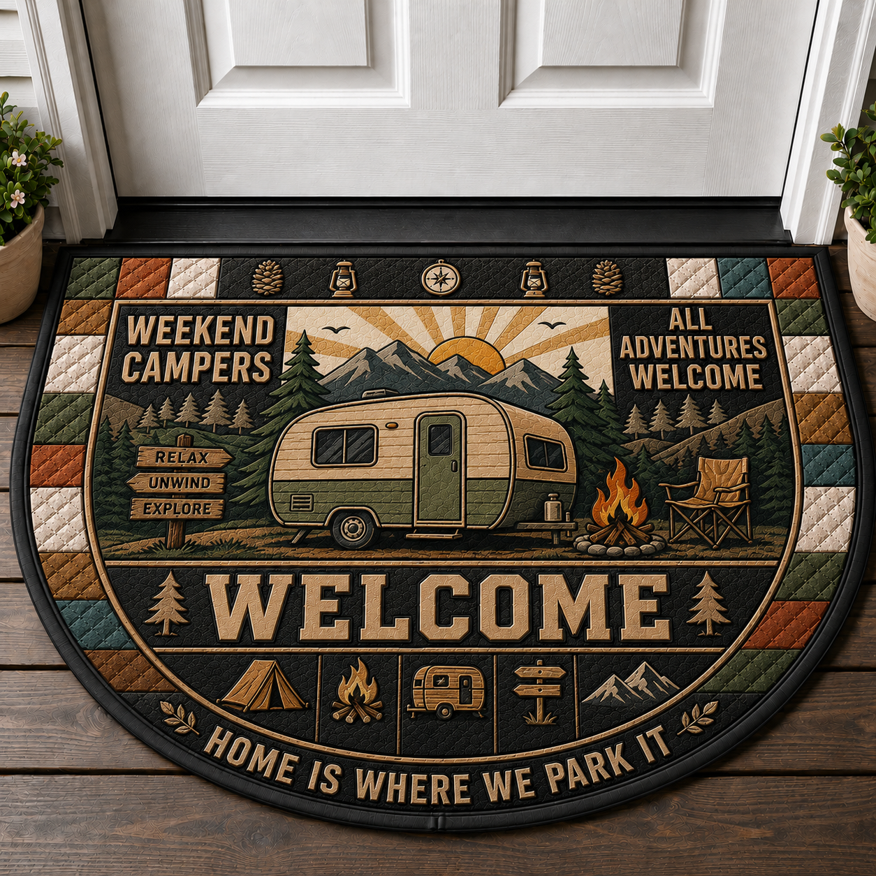 Camp Host Welcome Doormat - RV Camper & Campfire Outdoor Welcome Mat - 5to9vibe