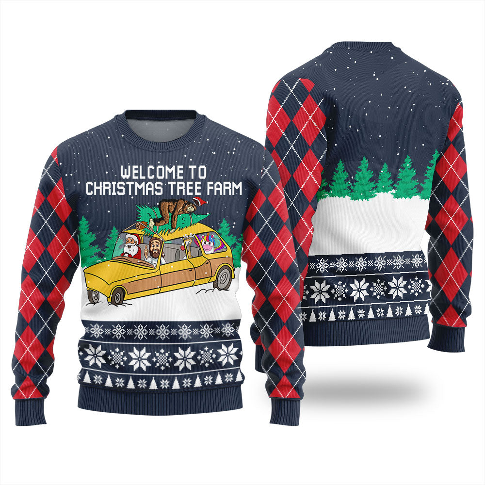 Welcome To Christmas Tree Farm Ugly Christmas Sweater