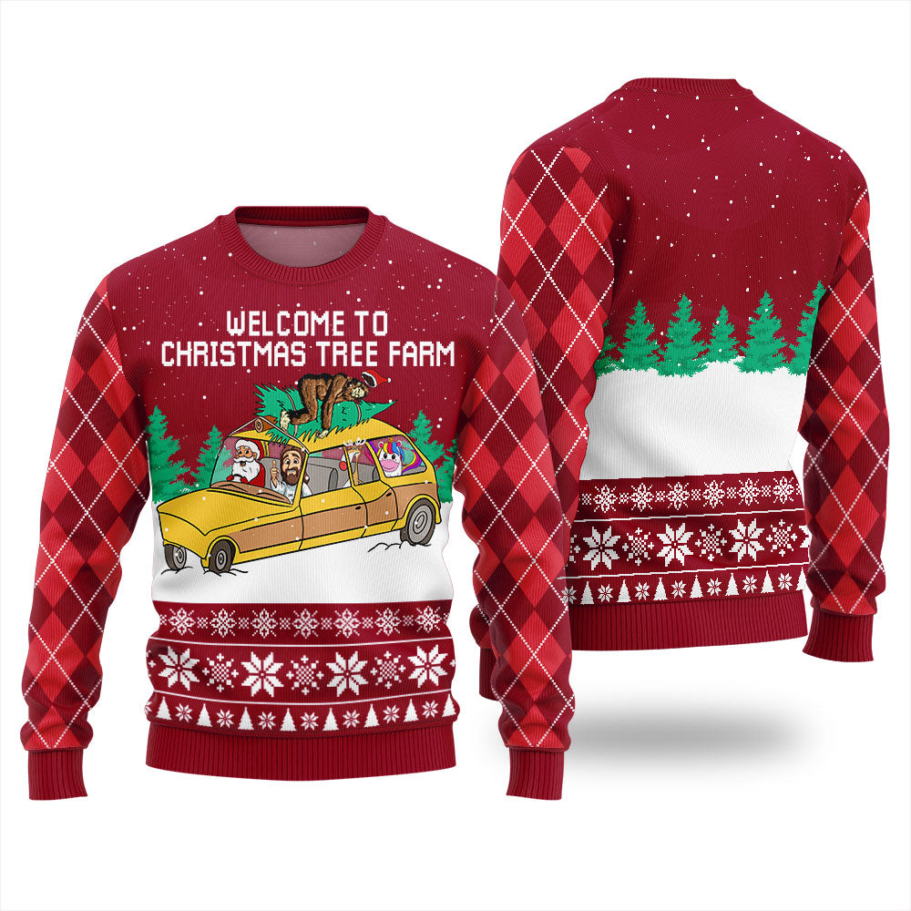 Welcome To Christmas Tree Farm Ugly Christmas Sweater