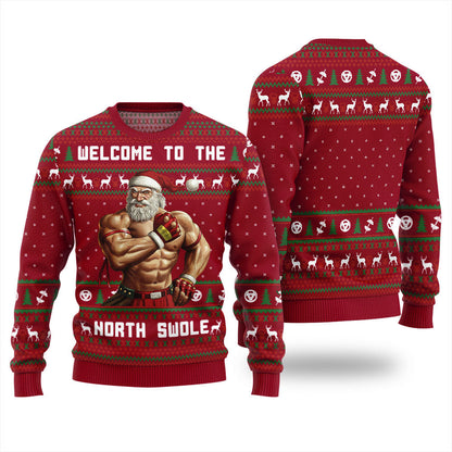 Welcome To The North Swole Santa Christmas Sweater Men