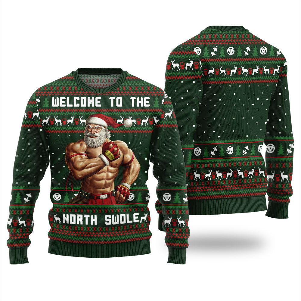 Welcome To The North Swole Santa Ugly Sweater