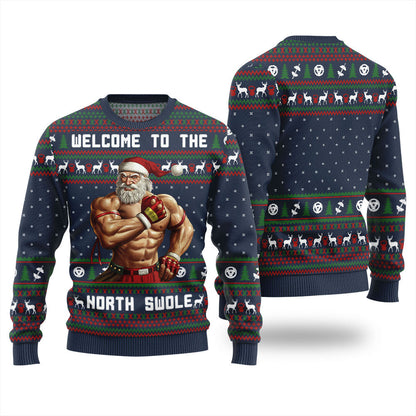 Welcome To The North Swole Santa Ugly Sweater
