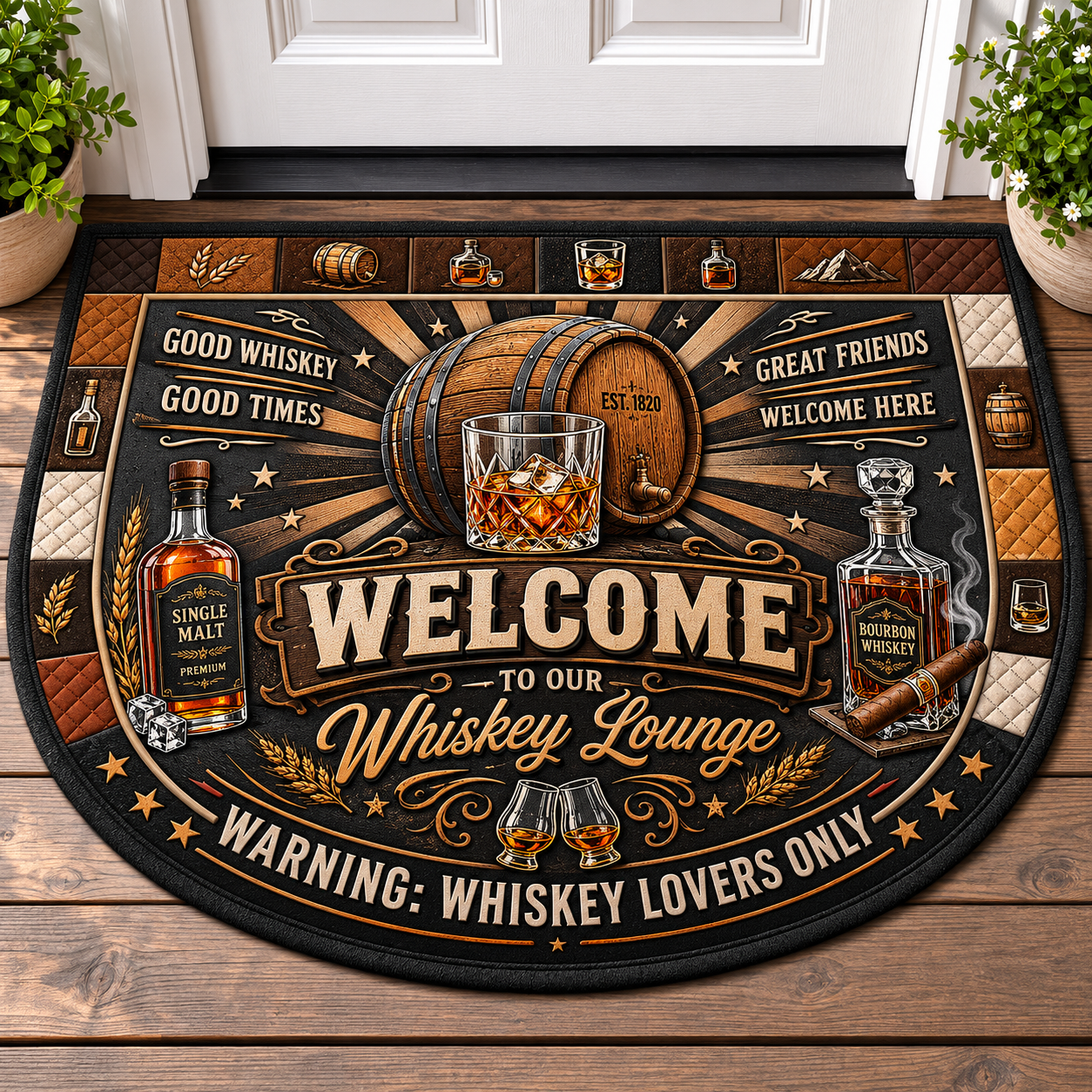 Welcome To Our BBQ Grill Master Doormat - Low & Slow Good Friends Good Times Mat - 5to9vibe