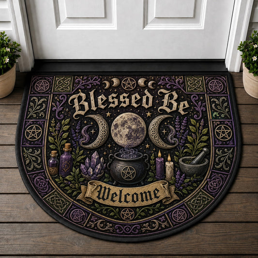 Blessed Be Welcome Welcome Mat - Wicca Decor Moon Phase Potions Spiritual Rug - 5to9vibe