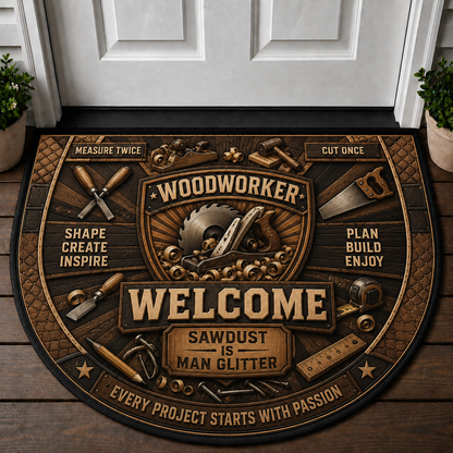 Welcome To The Woodshop Woodturning Doormat - Lathe & Chisels Woodworker Mat - 5to9vibe