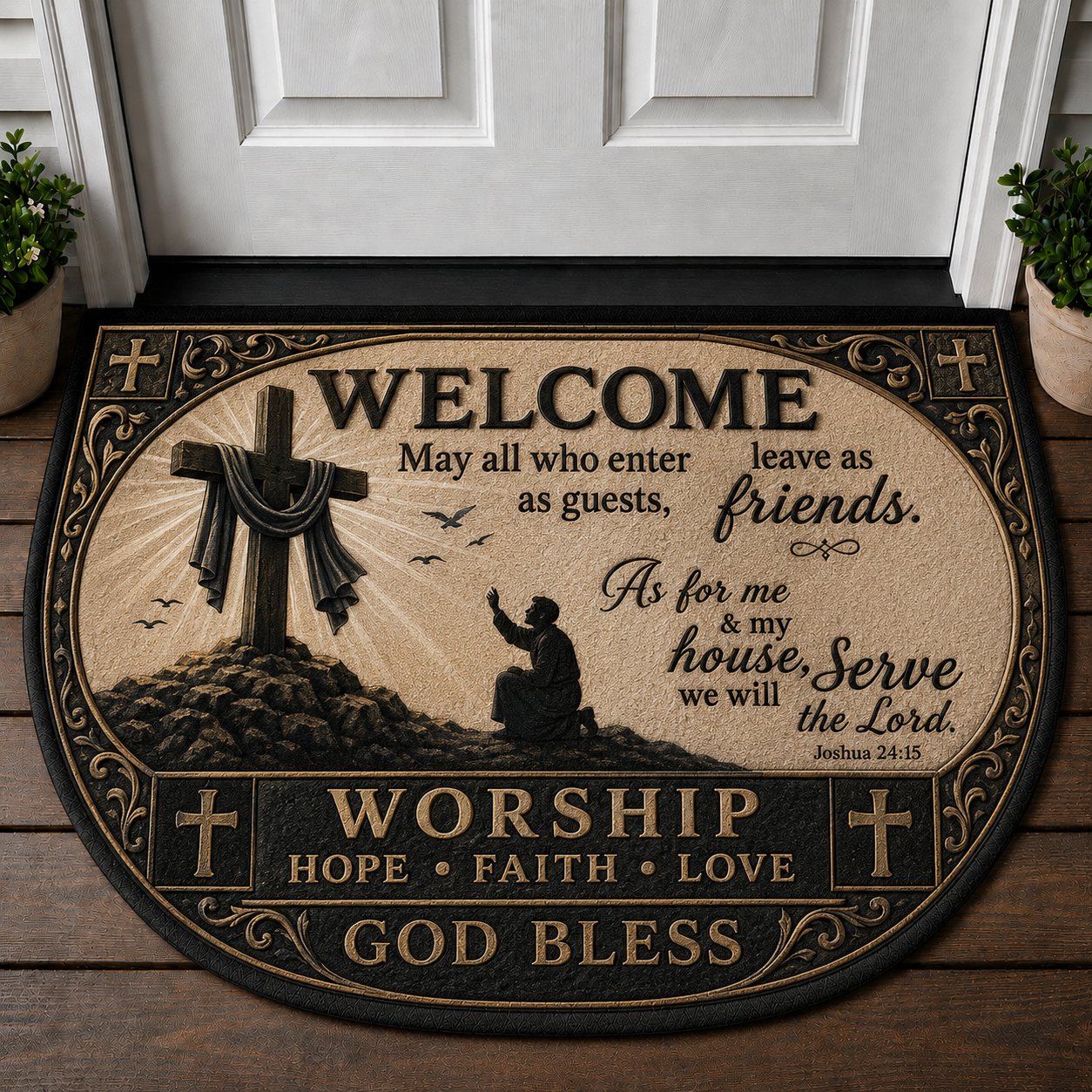 Trust In The Lord Welcome Mat - Proverbs Christian Cross & Bible Doormat - 5to9vibe