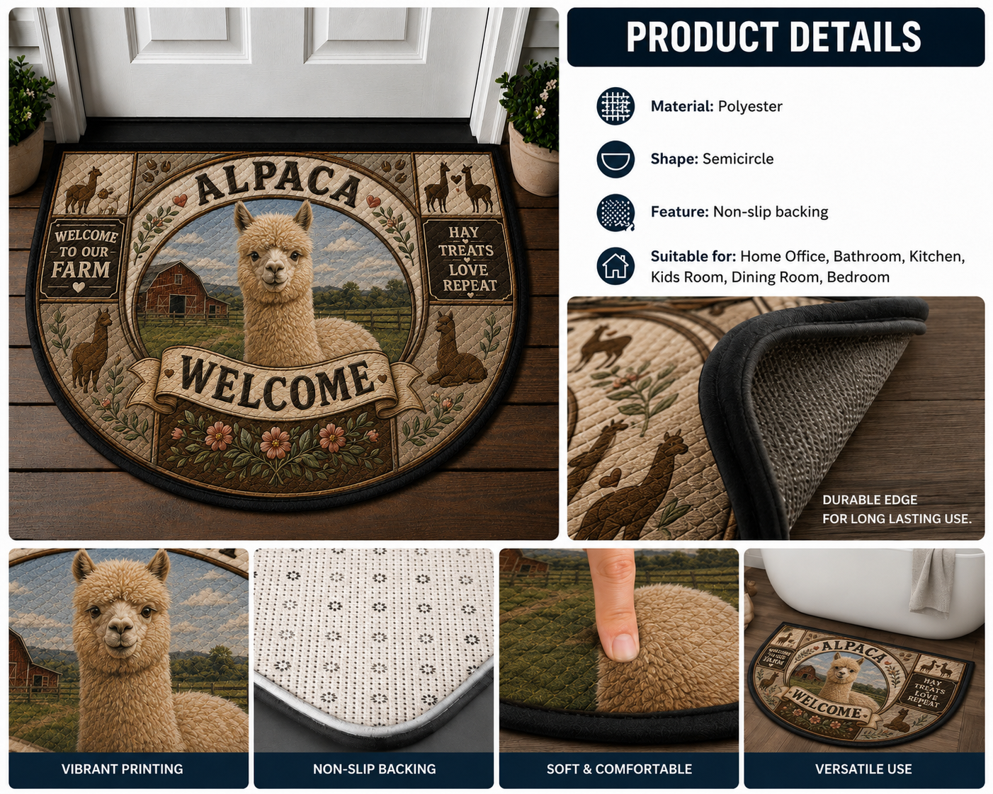 Live Love Llamas Welcome Mat - No Drama Llama Desert Farm Doormat - 5to9vibe