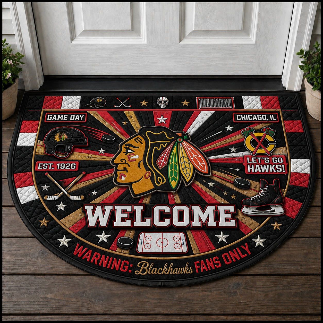 Hockey All Teams Custom Quilted Print Premium Welcome Mat – Personalized Baseball Doormat