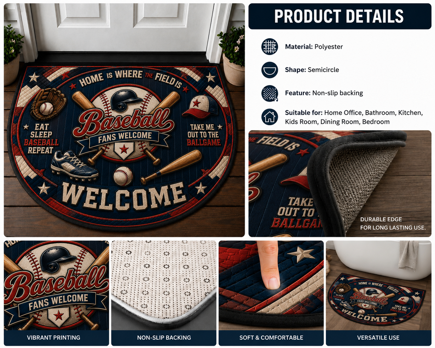 Football Welcome Mat - Fan Zone Game Day Sports Doormat - 5to9vibe