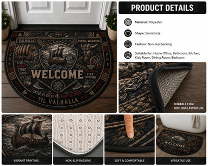 Viking Warrior Welcome Mat – "Til Valhalla" Norse Mythology Outdoor Doormat - 5to9vibe