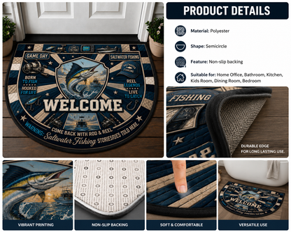 Surf Fishing Beach Adventures Quilted Print Premium Welcome Mat – Personalized Doormat