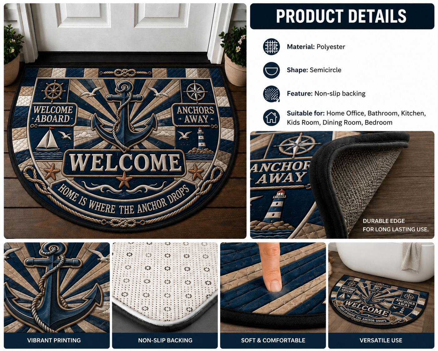 Welcome To Our Paradise Flamingo Doormat - Tropical Beach & Palm Tree Mat - 5to9vibe
