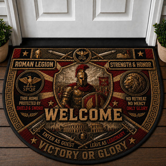 Roman Legion Welcome Mat – "Strength & Honor" Spartan Gladiator Doormat - 5to9vibe