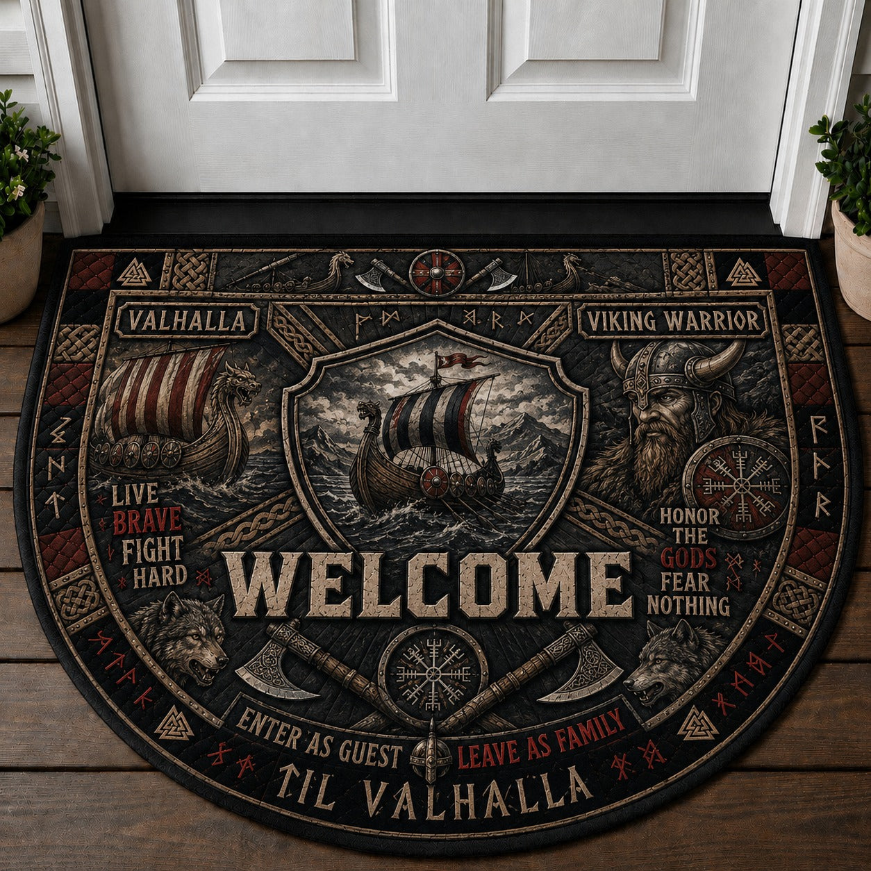 Highlander Welcome Mat – "Loyalty & Legacy" Scottish Warrior Outdoor Doormat - 5to9vibe